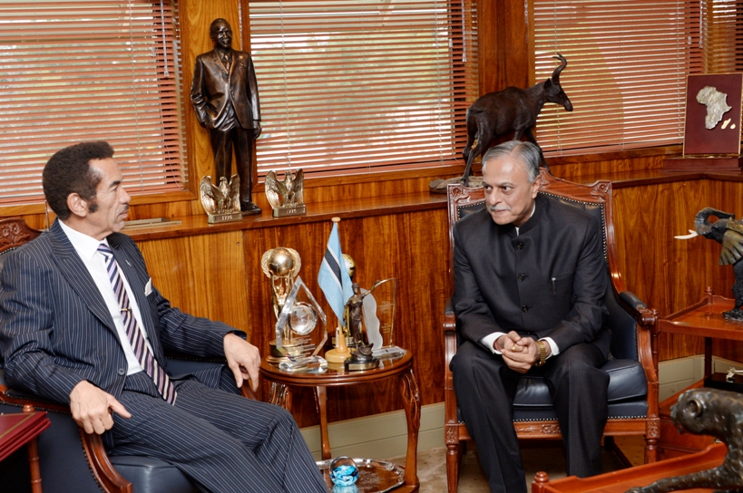 Dr. Ketan Shukla, High Commissioner of India presenting Credentials to H.E. Lt Gen. Dr. Seretse Kham