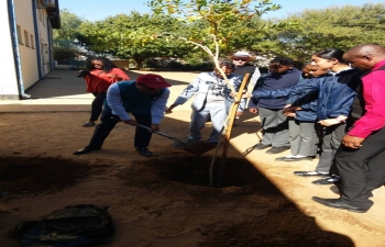 Planting trees on World Environment Day during Celebration of 150th Birth Anniversary of Mahatma Gandhi on 5.6.2019 in Gaborone