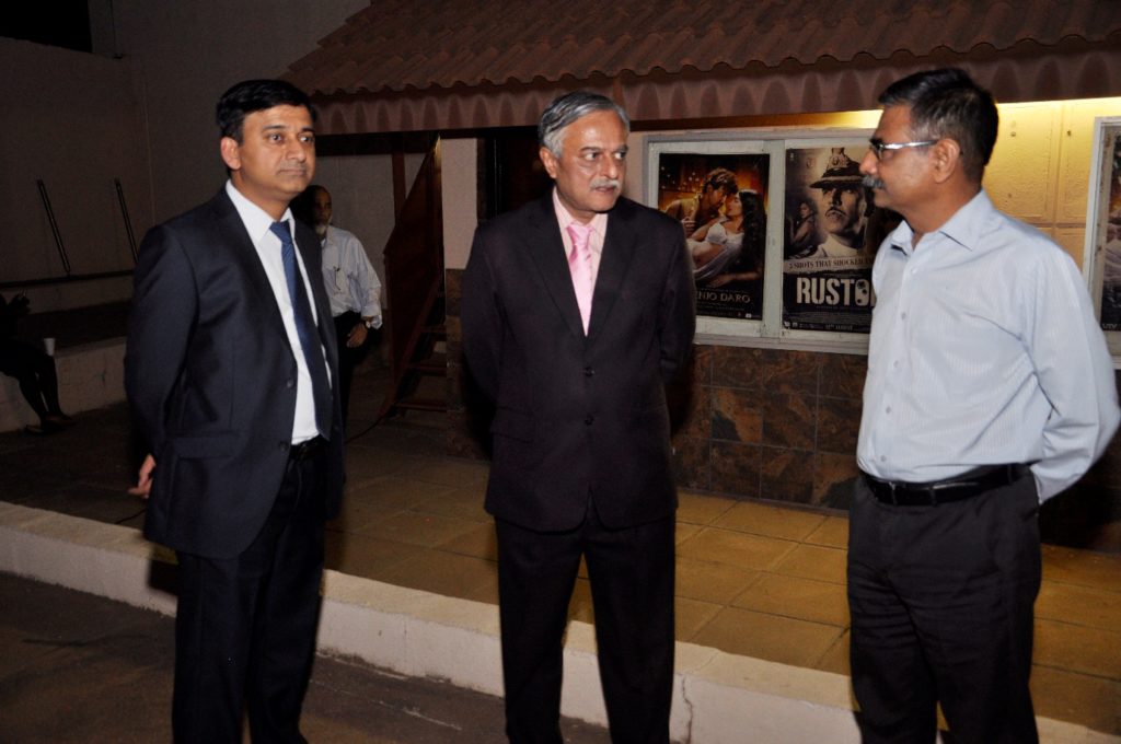 H.E. Dr. Ketan Shukla, High Commissioner of India to Botswana with Mr. R.K. Patil, MD, Bank of Baroda (Right) and Mr. Uddalok Bhattacharya, MD, Bank of India (Left) during Indian Film Festival at Village Cinema on 9.9.2016 